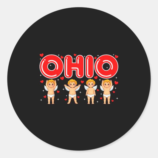 Funny Cud Ohio Midwestern Party O-h-i-o In Valenti Ronde Sticker (Voorkant)