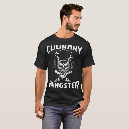 Funny Culinary Gangster Skull Chef Pet and cool ch T-shirt (Voorkant volledig)