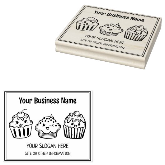 Funny Cupcake, Baking Custom Business, Large Rubberstempel (Gestempeld)