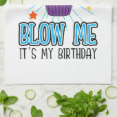 Funny Cupcake Candle Blow me Het is mijn verjaarda Theedoek (Gevouwen)