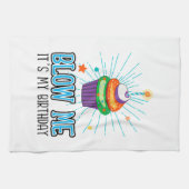 Funny Cupcake Candle Blow me Het is mijn verjaarda Theedoek (Horizontaal)