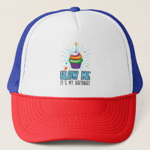 Funny Cupcake Candle Blow me Het is mijn verjaarda Trucker Pet