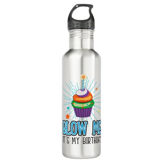Funny Cupcake Candle Blow Me It's My Birthday Waterfles (Voorkant)