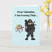 Funny Cupid and SWAT Officer Valentijnsdag Card Kaart (Gele Bloem)