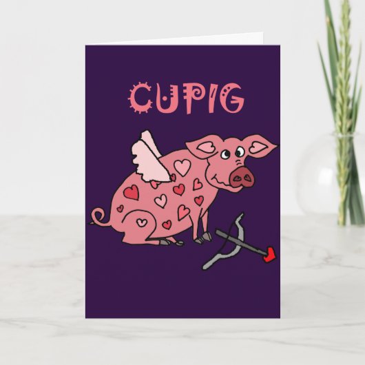 Funny Cupig Love Pig Feestdagen Kaart (Voorkant)