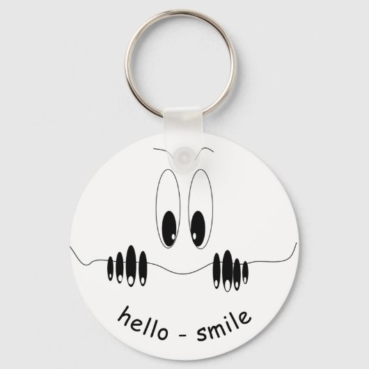 Funny Curiosity Eyes - Smile - Add Jouw tekst Sleutelhanger (Voorkant)