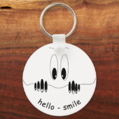 Funny Curiosity Eyes - Smile - Add Jouw tekst Sleutelhanger (Voorkant)