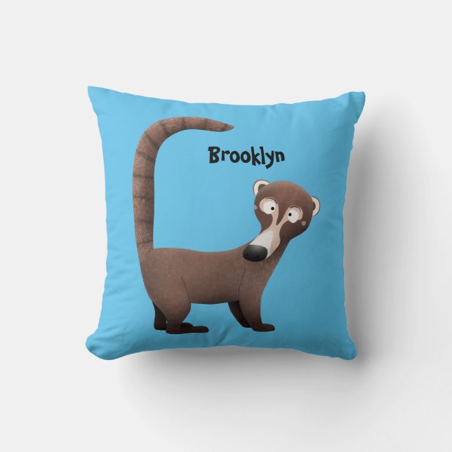 Funny curious coatimundi cartoon illustration kussen (Voorkant)