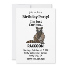 Funny Curious Raccoon Birthday Party