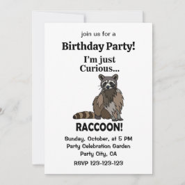Funny Curious Raccoon Birthday Party Kaart