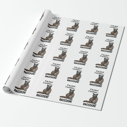 Funny Curious Raccoon Cadeaupapier (Uitgerold)