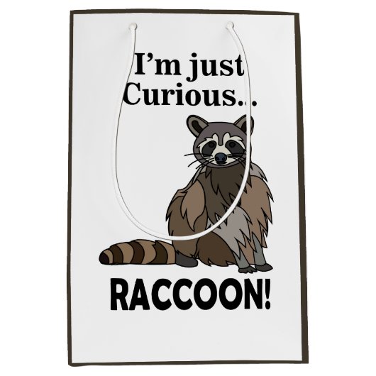 Funny Curious Raccoon Medium Cadeauzakje (Voorkant)