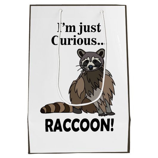 Funny Curious Raccoon Medium Cadeauzakje (Achterkant)
