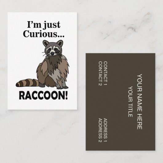 Funny Curious Raccoon Visitekaartje (Voorkant / Achterkant)