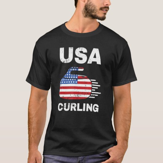 Funny Curling for Men Women Curling PELS US T-shirt (Voorkant)