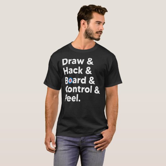 Funny Curling meme tekent hack board control peel T-shirt (Voorkant volledig)