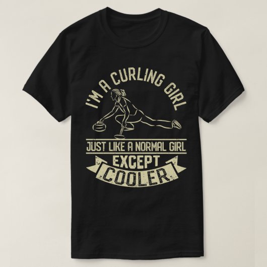Funny curling wintersportmeisjes t-shirt (Design voorkant)