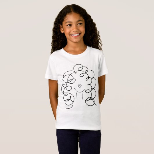 Funny Curly Hair Girl T-shirt (Voorkant volledig)