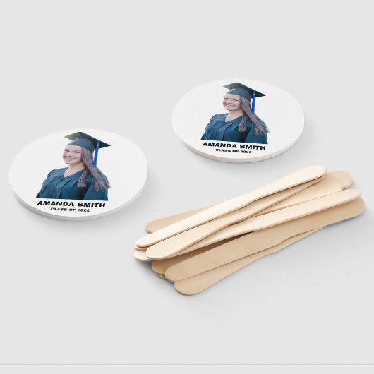 Funny Custom Afstuderen Handheld Fan Face Foto Handwaaier (Niet-gemonteerd)