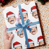 Funny Custom Baby Face Photo Santa Hat Christmas Cadeaupapier