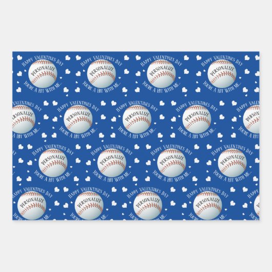 Funny Custom Baseball Baller Valentijnsdag Inpakpapier Vel (Voorkant)