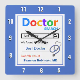 Funny Custom Best Doctor Gift Sierkussen Vierkante Klok