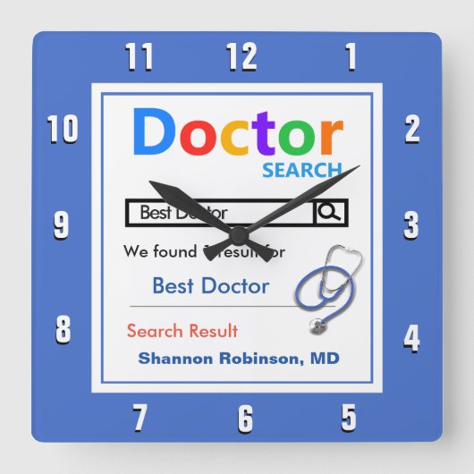 Funny Custom Best Doctor Gift Sierkussen Vierkante Klok (Voorkant)