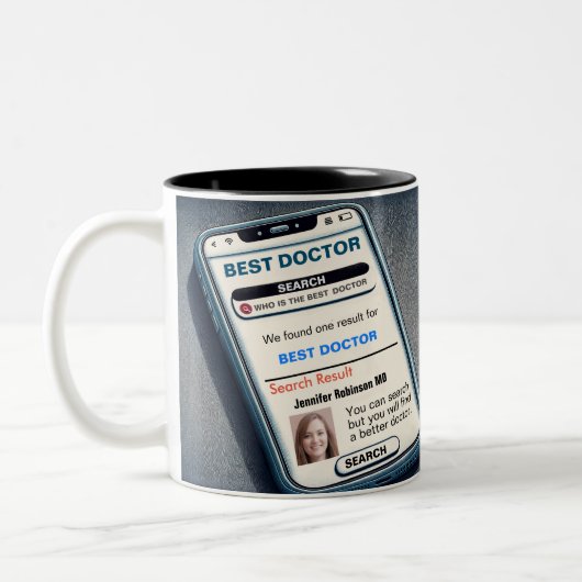 Funny Custom Best Doctor Gift Tweekleurige Koffiemok (Links)