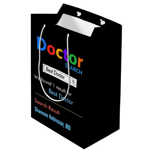 Funny Custom Best Doctor Medium Cadeauzakje (Achterkant Gekanteld)