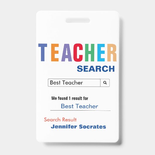 Funny Custom Best Teacher Gift Badge (Voorzijde)