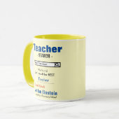 Funny Custom Best Teacher Mok (Voorkant links)