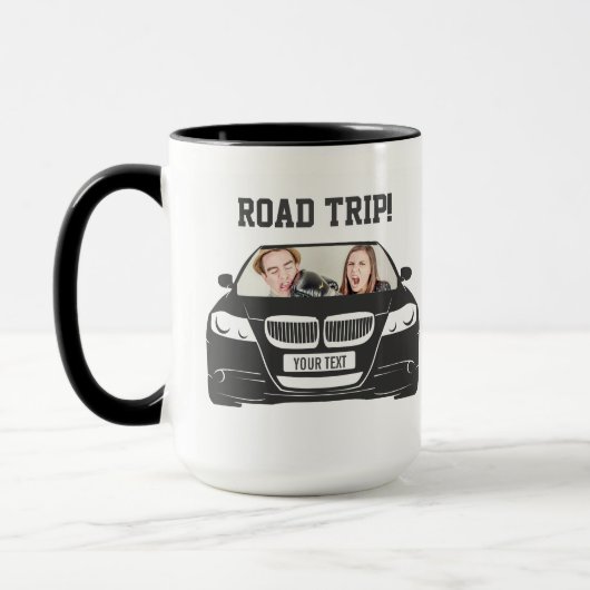 Funny Custom Car Photo Road Trip Mok (Links)