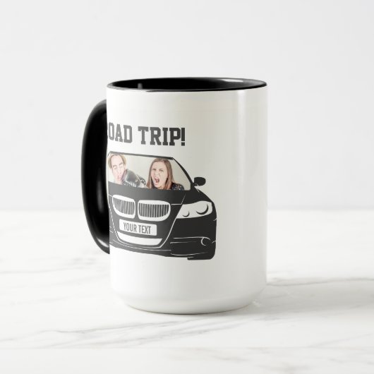 Funny Custom Car Photo Road Trip Mok (Voorkant links)