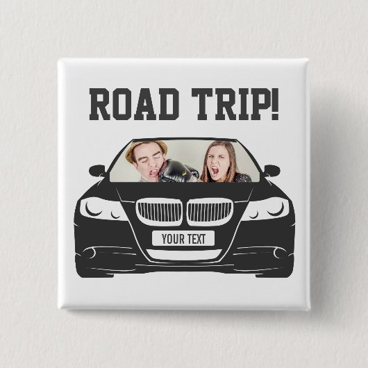 Funny Custom Car Photo Road Trip Vierkante Button 5,1 Cm (Voorkant)