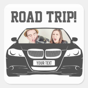 Funny Custom Car Photo Road Trip Vierkante Sticker
