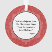 Funny Custom Cat and Owner Name Red Kersttree Ornament (achterkant)