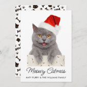 Funny Custom Cat Photo Kerstmis Kaart (Voorkant / Achterkant)