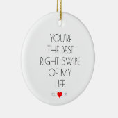 Funny Custom Couple Dating App Tinder Wedding Keramisch Ornament (Rechts)