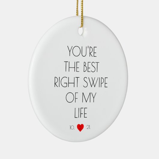 Funny Custom Couple Dating App Tinder Wedding Keramisch Ornament (Rechts)