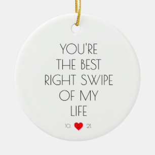 Funny Custom Couple Dating App Tinder Wedding Keramisch Ornament