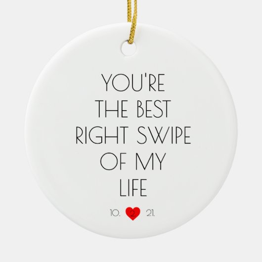Funny Custom Couple Dating App Tinder Wedding Keramisch Ornament (Voorkant)