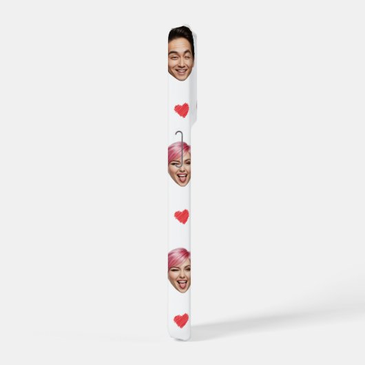 Funny Custom Couple Faces Pattern Red Hearts iPhone Hoesje (Rechterkant)