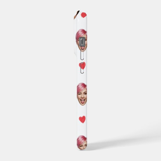 Funny Custom Couple Faces Pattern Red Hearts iPhone Hoesje (Linkerkant)