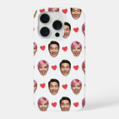 Funny Custom Couple Faces Pattern Red Hearts iPhone Hoesje (Achterkant)