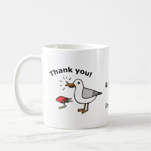 Funny Custom Dank je Gift Seagull met een Fry Koffiemok