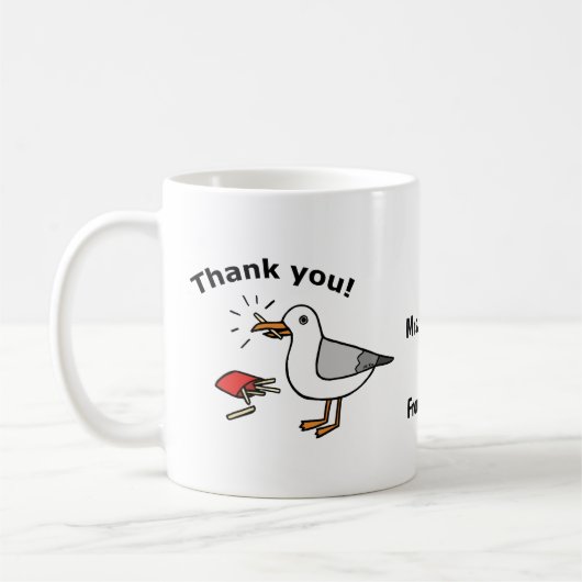 Funny Custom Dank je Gift Seagull met een Fry Koffiemok (Links)