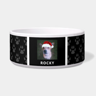 Funny Custom Dog Photo Black Paw Prins Monogram Voerbakje