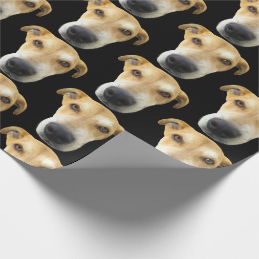 Funny Custom Dog Photo Pattern Birthday Cadeaupapier (Hoek)