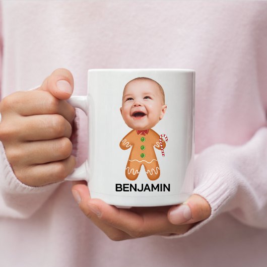 Funny Custom Face Foto Gingerbread Kerst Baby Koffiemok