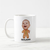 Funny Custom Face Foto Gingerbread Kerst Baby Koffiemok (Links)
